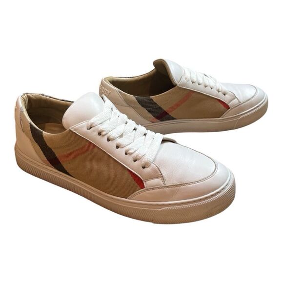 Authentic Burberry Salmond Check & Leather Sneakers Womens Luxury EU38/US8 - Picture 4 of 13